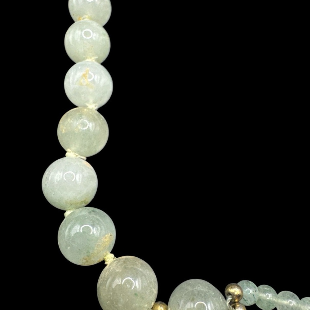 Vintage Chinese Jade Butterfly Necklace Hand Carved Celadon Jadeite Beads 31” - Picture 3 of 7